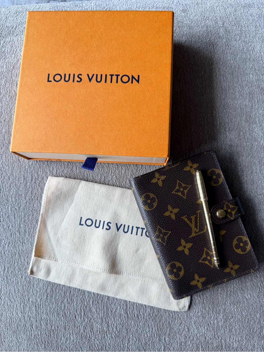 Louis Vuitton Monogram Brown Canvas Agenda Cover PM with Louis Vuitton Pen